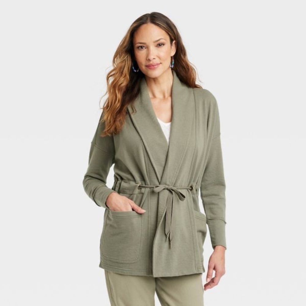 Knox Rose Women's Drape Front Jacket in LIGHT TAN